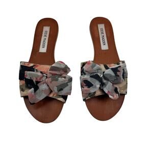 Steve Madden Alex Chiffon Print Bow Slides Slip On Sandals Women's Size 7